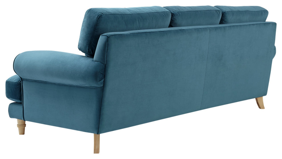 Rustic Manor Darnell Sofa Upholstered, Velvet/Linen, Teal/Velvet