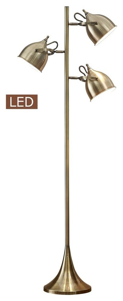 Caprice 64" LED Floor Lamp, Antique Satin Brass