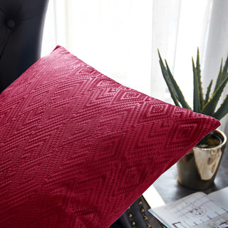 IKAT Velvet Pillow Shell Sets, Garnet, 4 Piece 20" X 20"