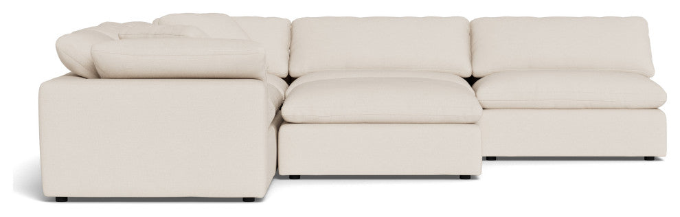 Fluffy 5-Piece Sectional with Ottoman, Merit Snow