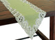 Laurel Embroidered Cutwork Spring Table Runner, 15"x54", Green