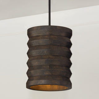 Capital Lighting 354011 Dunn 14"W Wood Pendant - Espresso Stain / Black