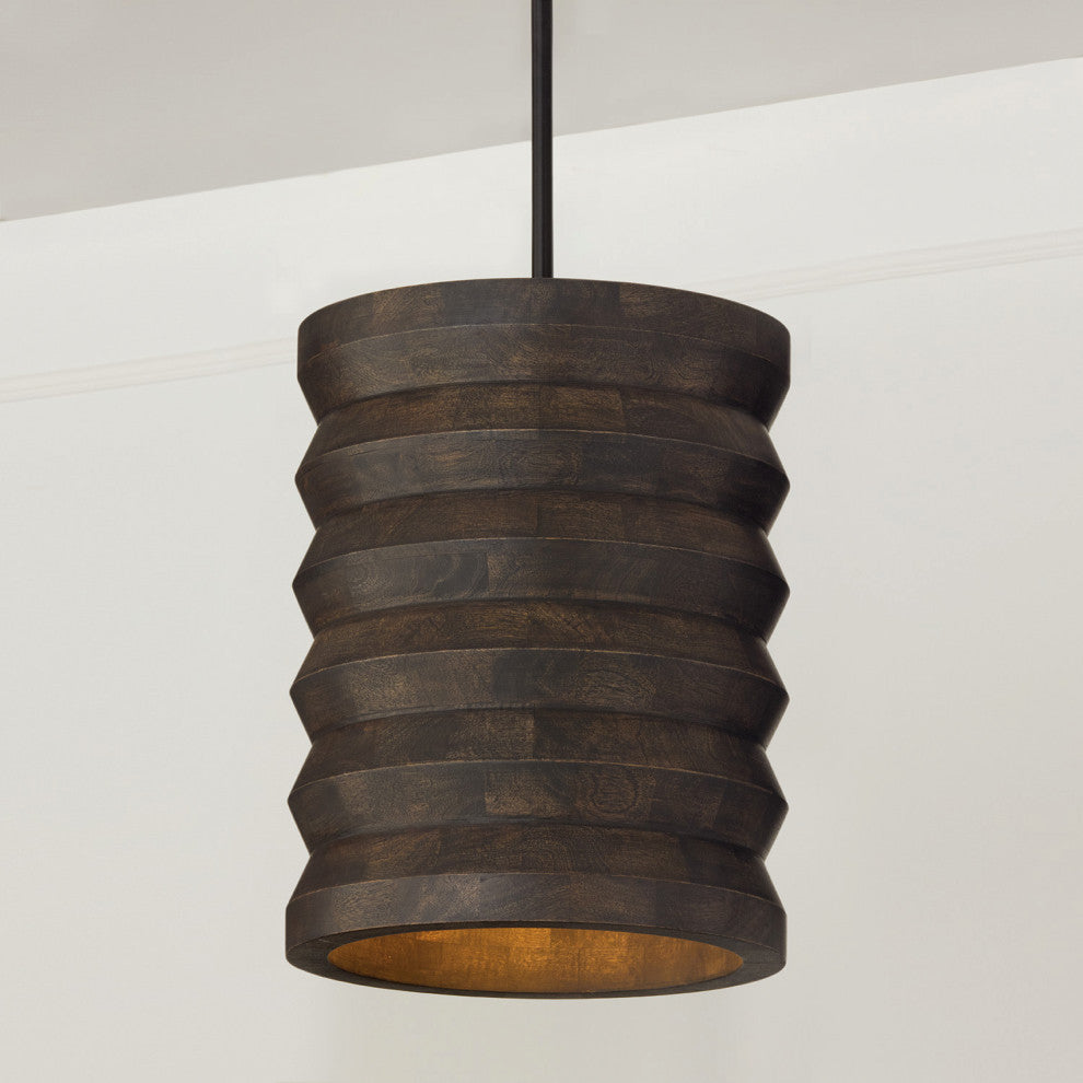 Capital Lighting 354011 Dunn 14"W Wood Pendant - Espresso Stain / Black