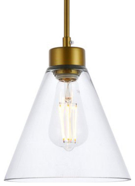 Elegant Lighting LD2501 Mera 8"W Mini Pendant - Brass