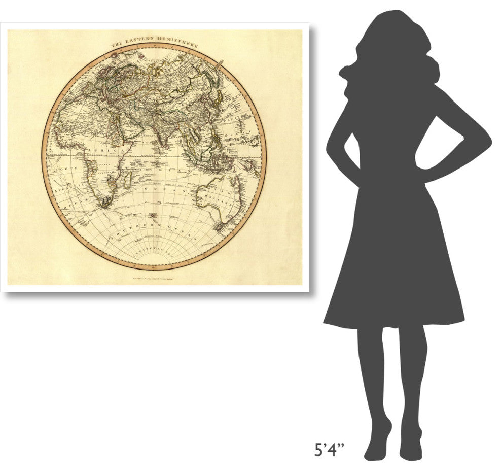"Eastern Hemisphere, 1801" Digital Paper Print by John Cary, 46"x40"