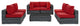 Canvas Red Summon 7 Piece Outdoor Patio Sunbrella Sectional Set