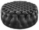 Round Ottoman Accent Tufted Chair, Black, Velvet, Modern, Lounge Hospitality