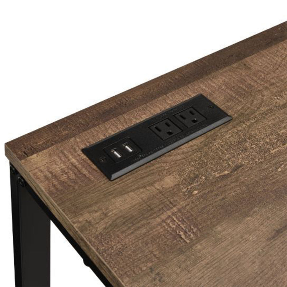 Built-in USB Port Writing Desk, Walnut