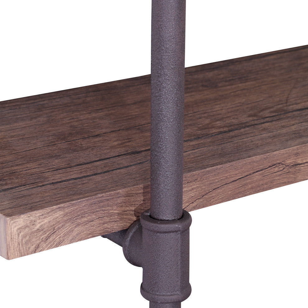 GDF Studio Caden Two Tier Faux Wood Wall-Mounted Shelf, Dark Brown/Texture Brown