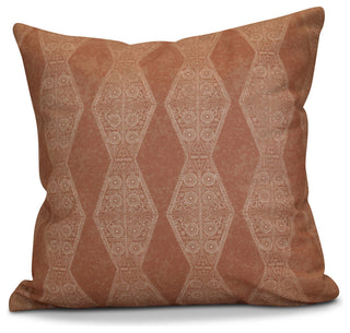 Pyramid Stripe Geometric Print Outdoor Pillow, Orange, 16"x16"