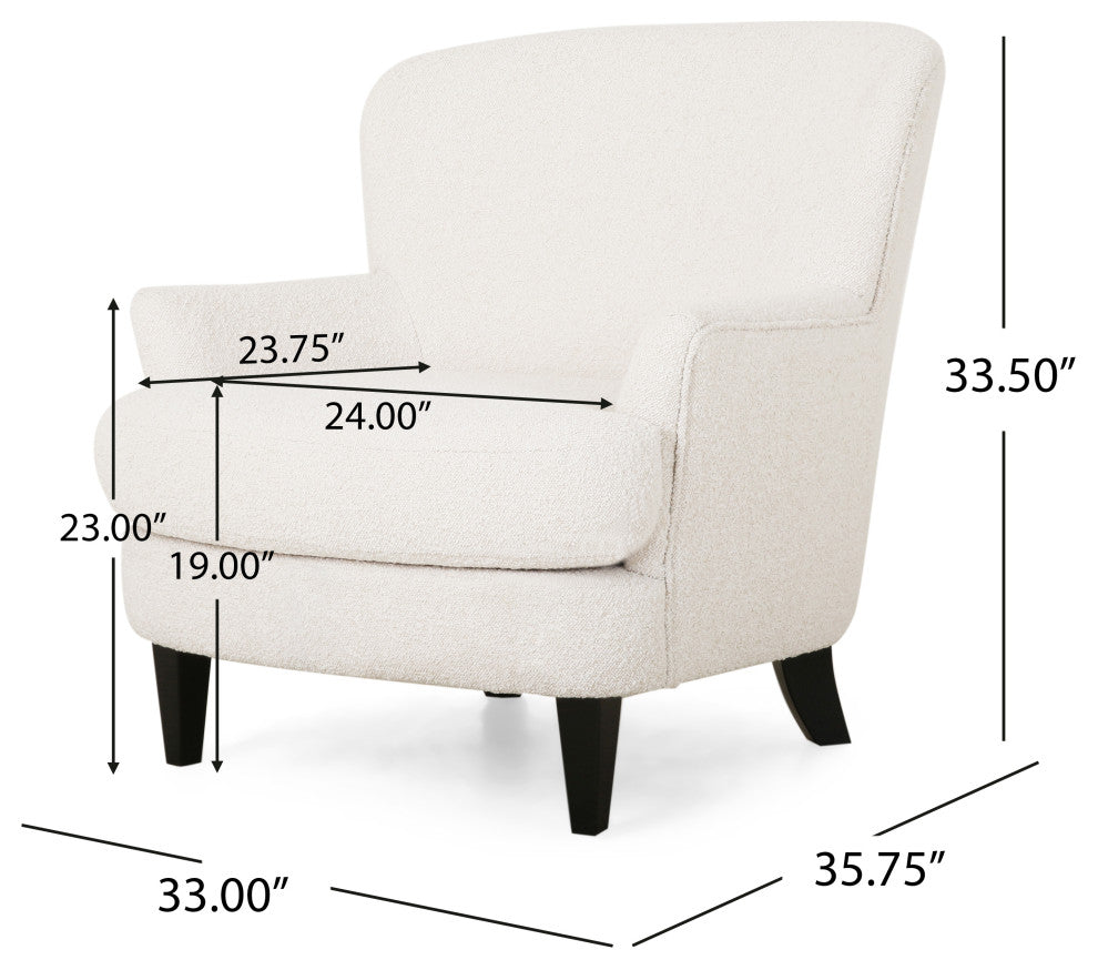 Gerald Boucle Upholstered Club Chair, Almond/Matte Black