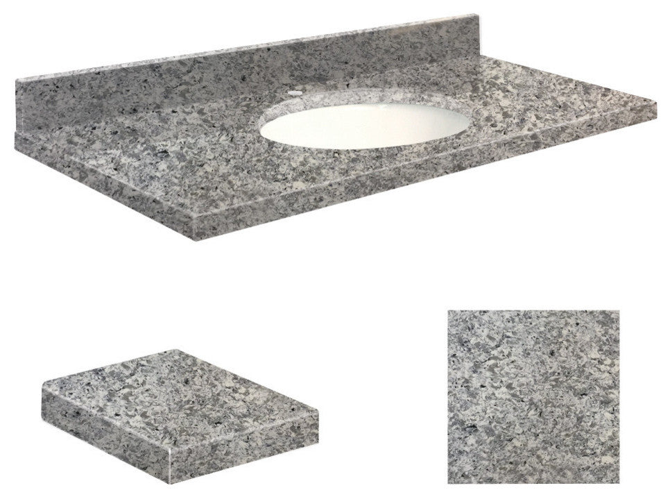 Quartz 49"x19" Vanity Top, Single Faucet Hole, White Bowl, Overture, Single Hole