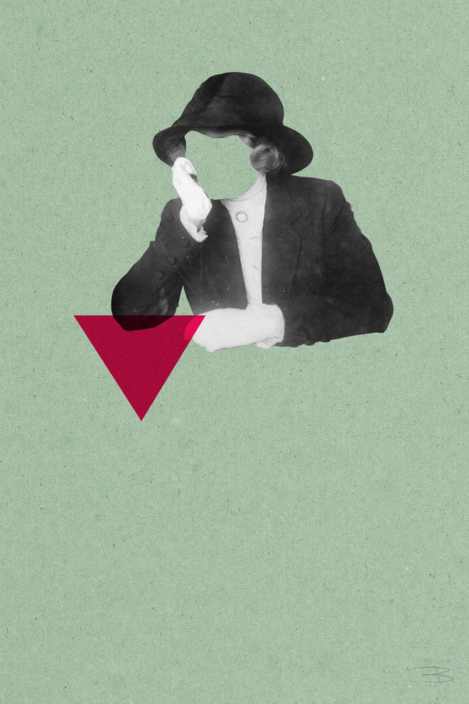 "No Face Verde Triangulos" by Bengoa Vazquez Print Canvas, 40x60