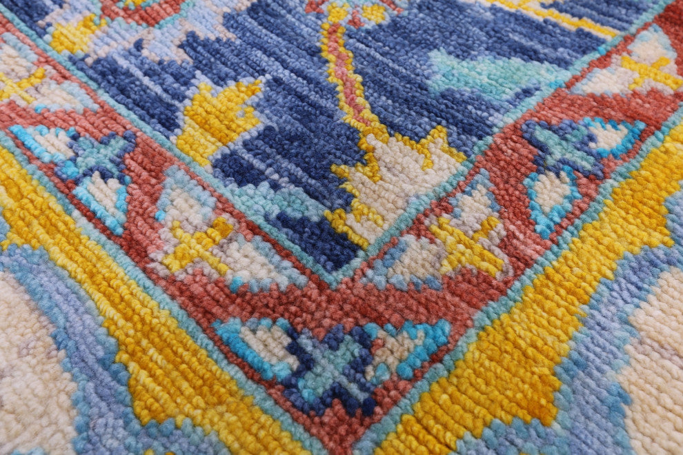 10' Square Hand-Knotted Turkish Oushak Wool Rug - Q13339
