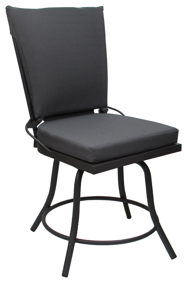 Outdoor/Indoor Patio Swivel Dining Chair Jamey Without Arms, Dark Gray Linen - Gray