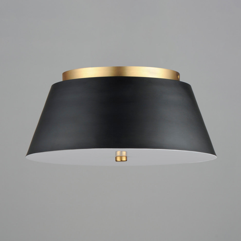 Maxim 10719 Miles 16"W LED Flush Mount Ceiling Fixture - Black / Natural Aged