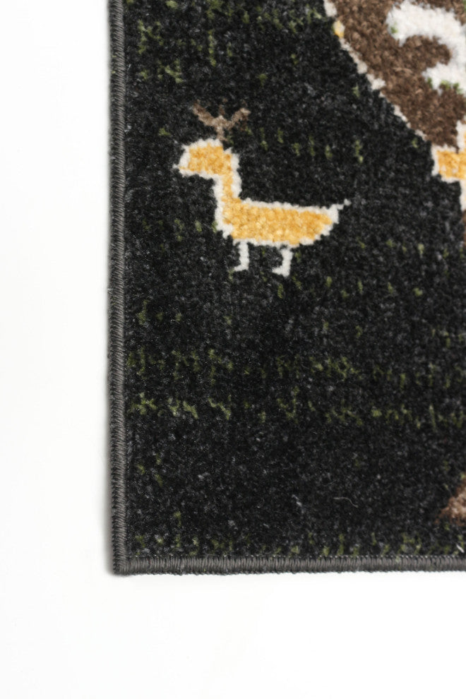 Aqua Pine Area Rug, Black, 5'x7'