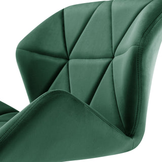 Cute Pointed Armrest Velvet Rolling Chair, Dark Green