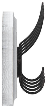 24 Inch Wall Mounted Solid Wood Storage Rack with 5 Hanging Hooks, White Wash