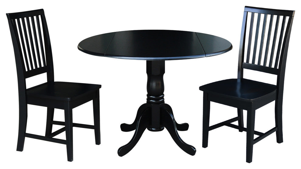 42" Dual Drop Leaf Table With 2 Mission Chairs