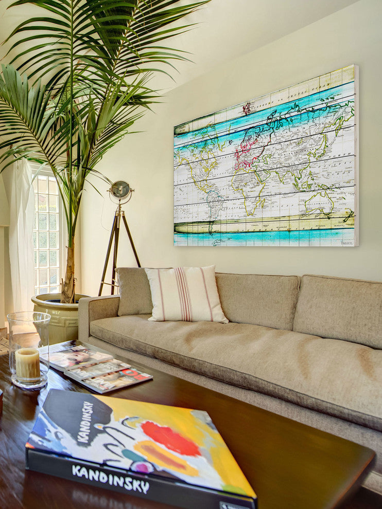 "Jet Setting" Painting Print on White Wood, 45"x30"