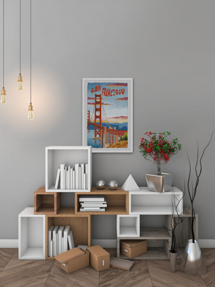 "The Iconic Golden Gate Bridge" Framed Painting Print, 24x36