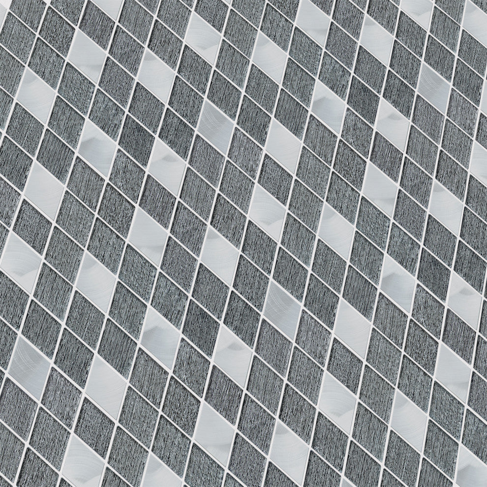 Ballagh 9.9"x12" Diamond Glass Mosaic Mix Wall Tile, Black, Sample