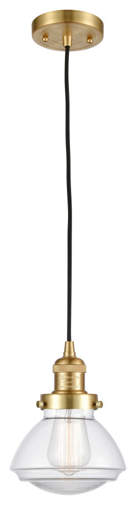 Olean 1 Light Mini Pendant, Satin Gold, Clear