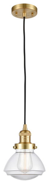 Olean 1 Light Mini Pendant, Satin Gold, Clear