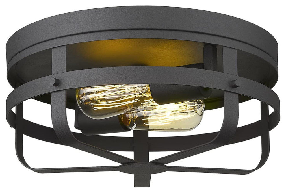 Industrial Close to Ceiling Light Fixture 2 light cage flush mount lighting