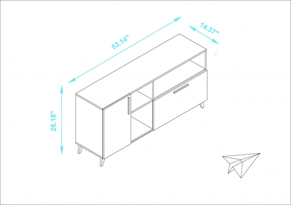 Modern White And Natural Asymmetrical TV Stand