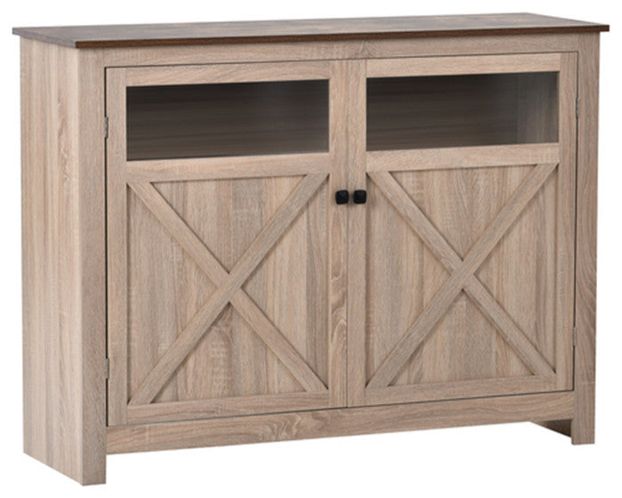 Industrial TV Stand Sideboard with 2 Doors Adjustable Panels Open Style Cabinet