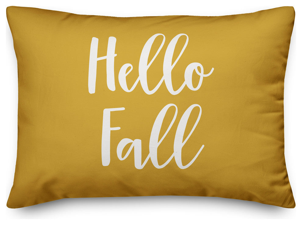 Hello Fall Lumbar Pillow, Mustard, 14"x20"
