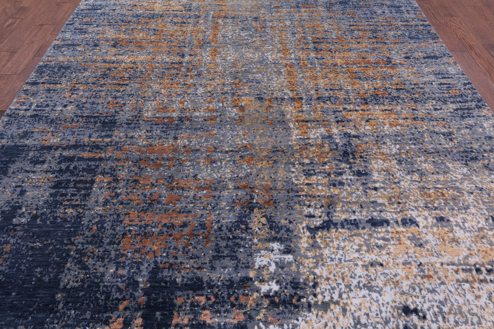 9' 0" X 12' 0" Abstract Wool and Silk Handmade Rug Q8865
