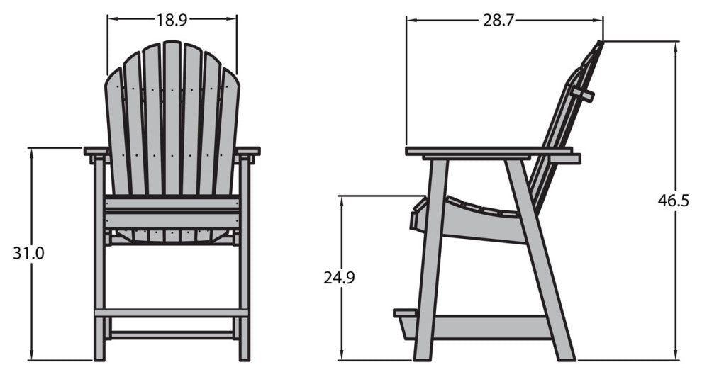 Sequoia Muskoka Adirondack Deck Dining Chair, Counter Height, Federal Blue