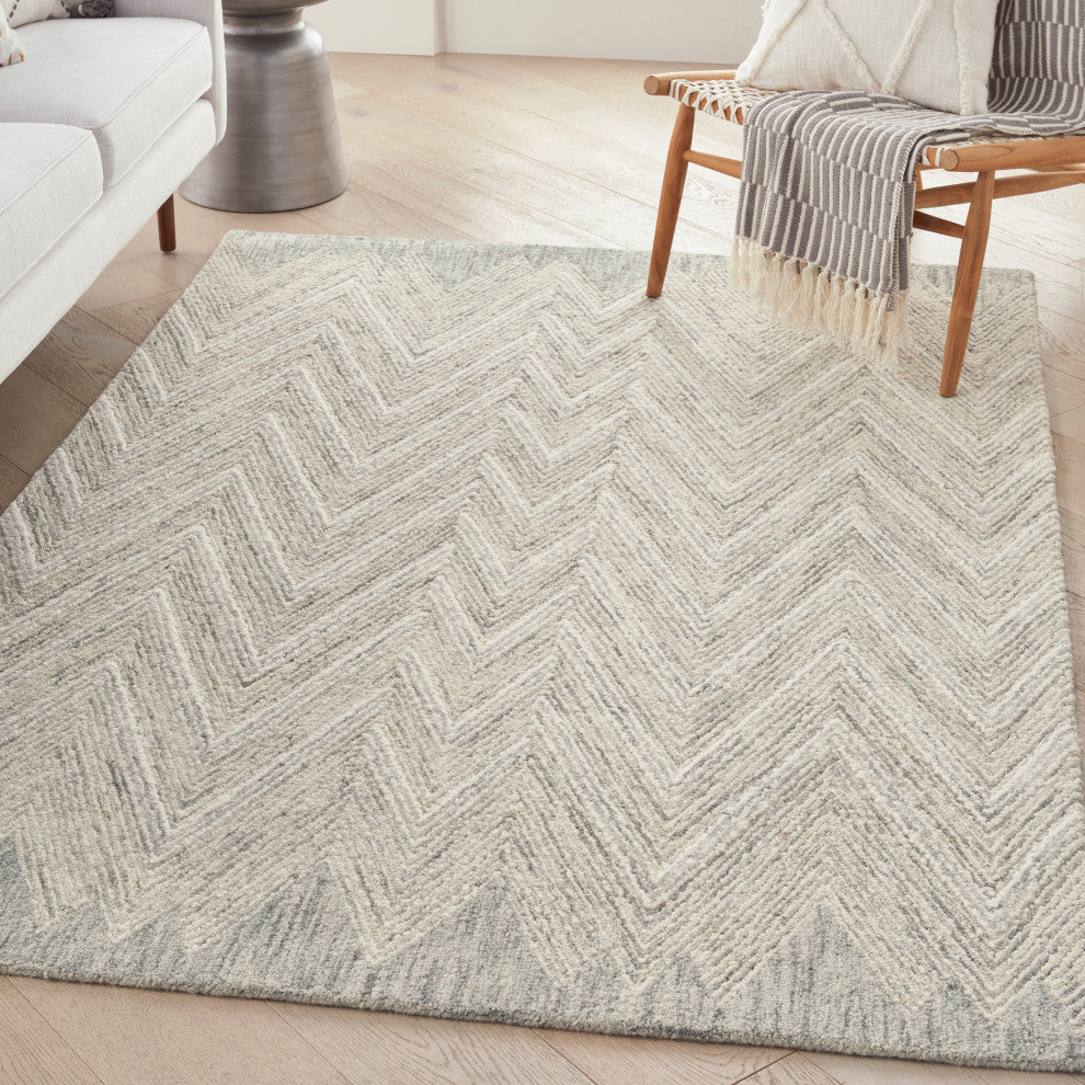 Nourison Interlock 5' x 7'6" Teal Modern Indoor Rug