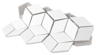 Metro Rhombus Mosaic Floor and Wall Tile, Matte White