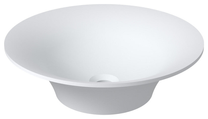 Polystone Round Vessel Bathroom Sink, Matte White, No Faucet