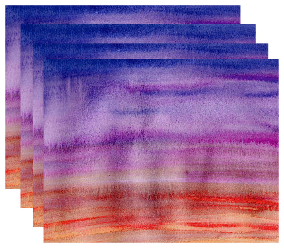 Sunset Beauty 18"x14" Multi Stripe Print Placemat, Set of 4