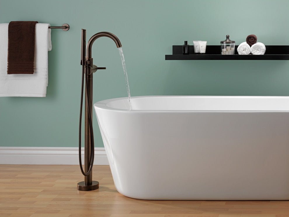 Delta Trinsic Contemporary Floor Mount Tub Filler Trim, Venetian Bronze