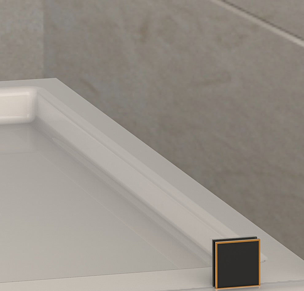 Langham Sliding Shower Door, Oil Rubbed Bronze With Left Drain Shower Base