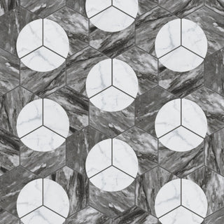 Classico Bardiglio Hex Moon Carrara Porcelain Floor and Wall Tile