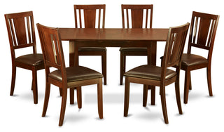 7 Pc Kitchen Tables Set - Table With Leaf And 6 Dining Chairs