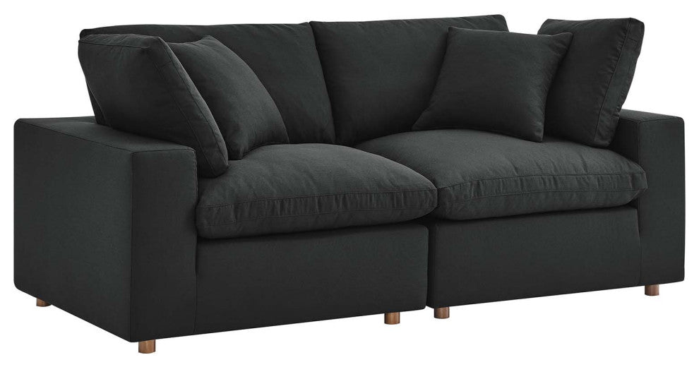 Commix Down Filled Overstuffed 2-Piece Sectional Sofa Set, Black