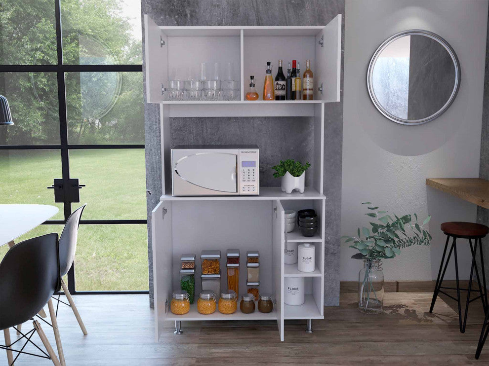 Colorado Multipurpose Pantry Cabinet with Open Counter & Three Open Shelves