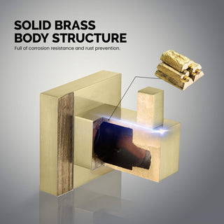 Cube Bathroom Towel & Robe Hook 3 Count, Brushed Gold