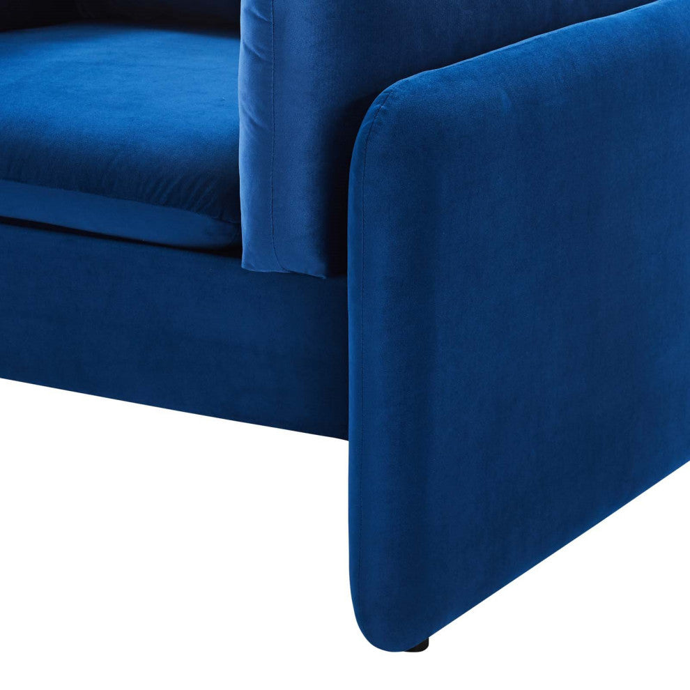 Armchair Accent Chair, Velvet, Blue Navy, Modern, Living Lounge Hospitality
