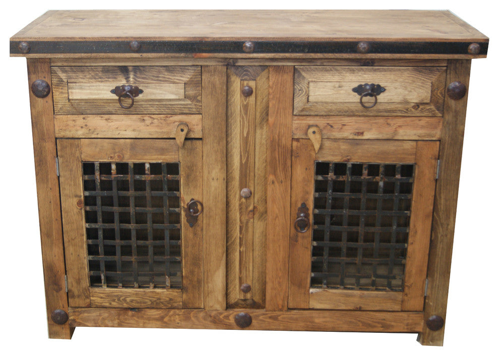 Dungeon Rustic Bathroom Vanity With Metal Doors, 48"x22"x36", Real Drawers