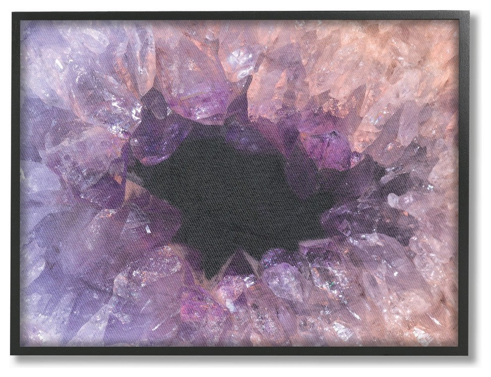 Amethyst Geode Cavern Photograph Oversized Framed Giclee Texturized Art, 16"x20"
