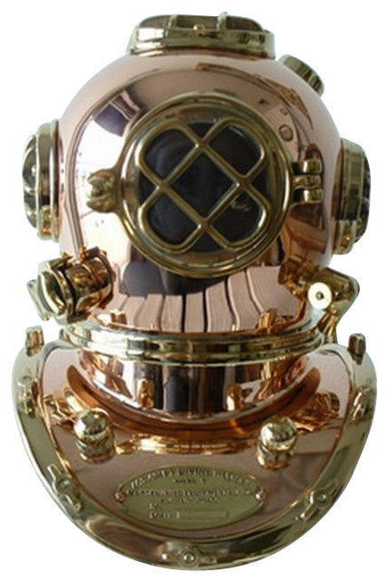 10" Polished Brass and Copper Mark V Dive Helmet
